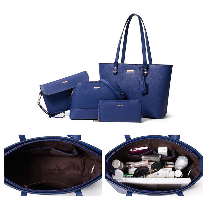 Lovematch Women Fashion Synthetic Leather Handbags Tote Bag Shoulder Bag Top Handle Satchel Purse Set 4pcs - Image 3